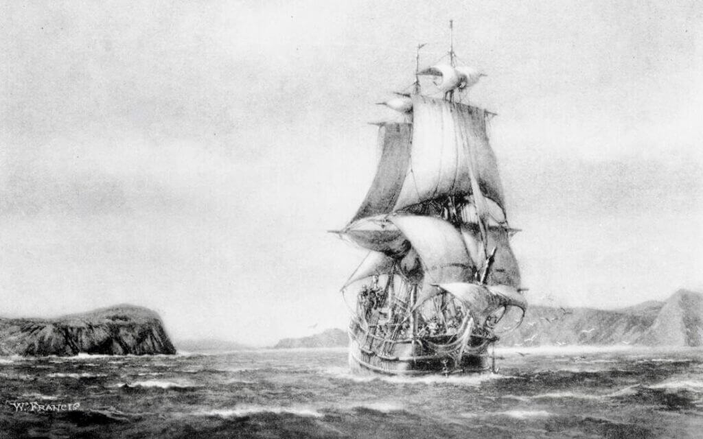Drawing By Walter Francis Depicting The Ship San Carlos Entering The Bay Of San Francisco On August 5 1775 Sd 1024x640