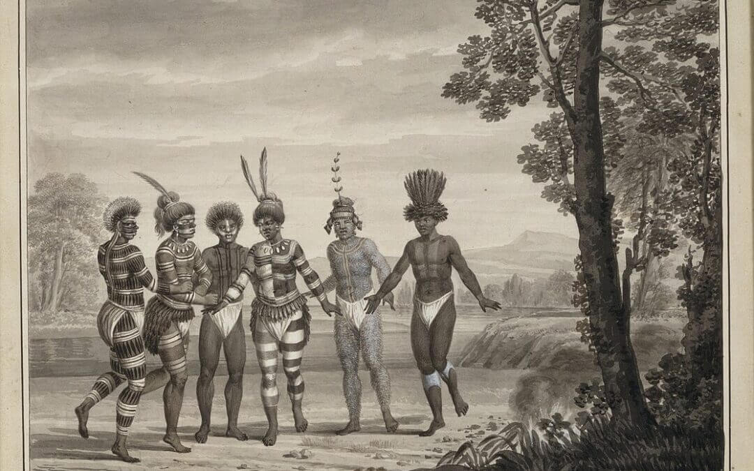 Dance of (Ohlone) Indians at Mission in San Jose, New California (1803) by Wilhelm Gottlieb Tilesius von Tilenau