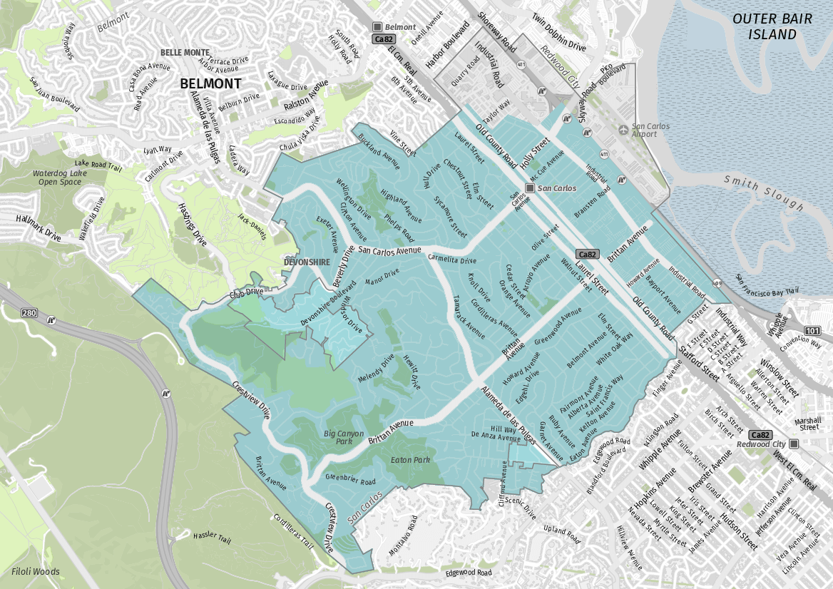 Map Of San Carlos Ca California Silicon Valley