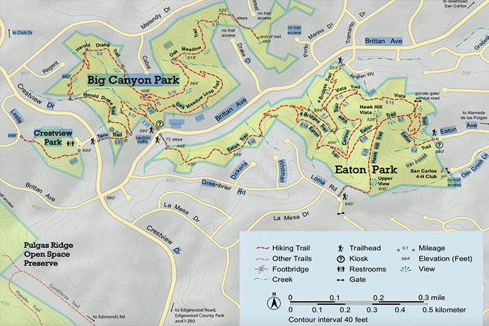 Big Canyon Park And Eaton Park Map A Beverley Terrace And Alder Manor San Carlos Ca