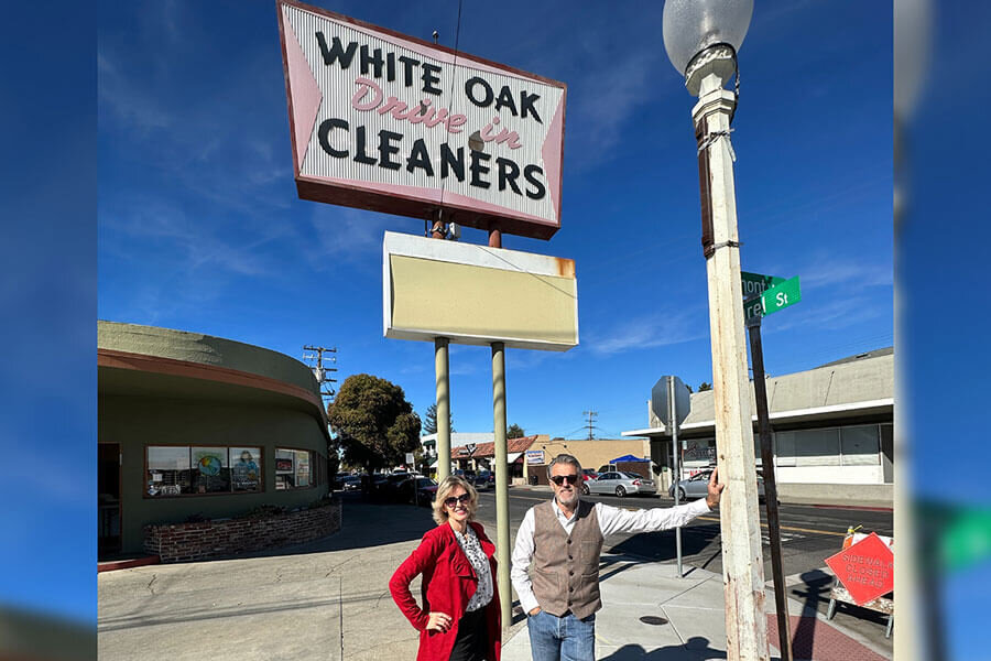 Viv Kelvin and Mark Martinho at White Oak Drive In Cleaners, San Carlos CA. Photo by Vabrato Real Estates Services 0