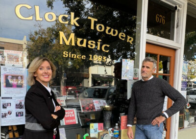 Viv Kelvin And Mark Martinho At Clock Tower Music Laurel Street San Carlos Ca Photo By Vabrato Real Estates Services 400x284