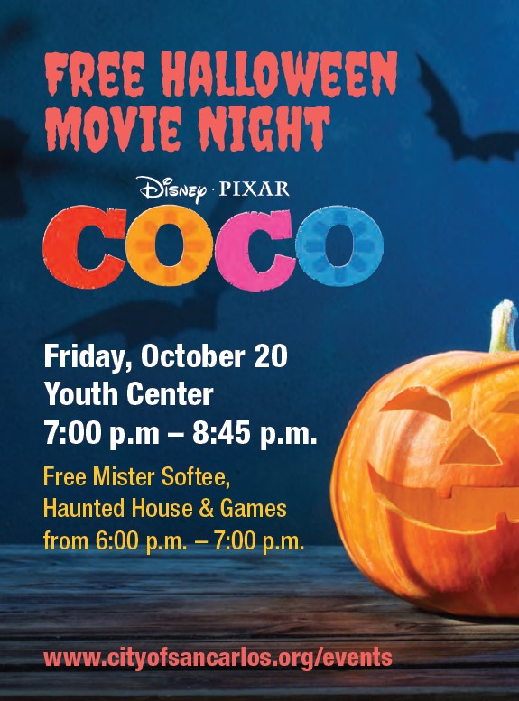 Free Halloween Movie Night Coco San Carlos youth Center