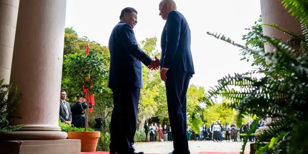 Biden and Xi at the Filoli Gardens at Woodside near San Carlos, photo from NYTimes