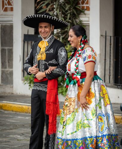 A Happy Couple Wearing Traditional Clothes