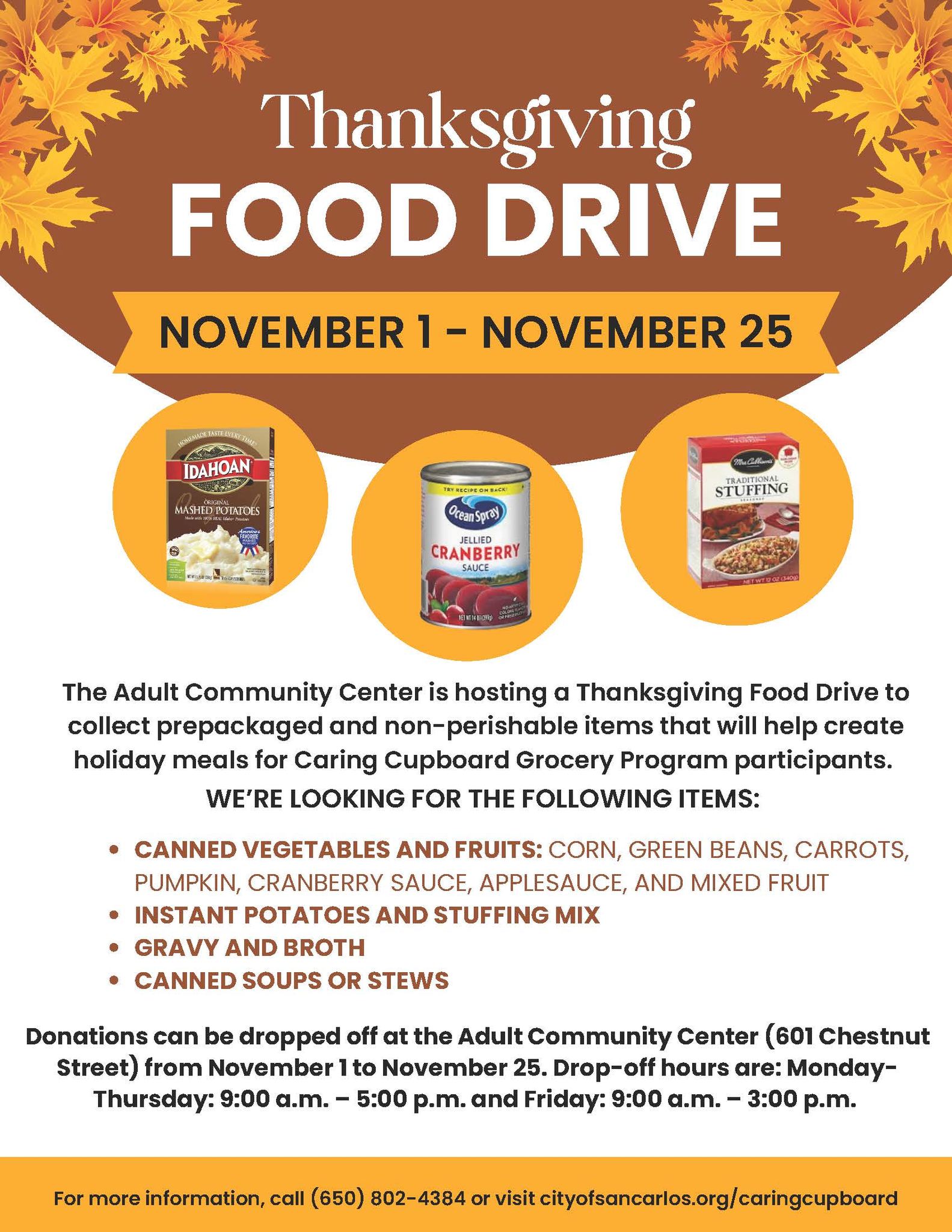 Thanksgiving Food Drive San Carlos ACC