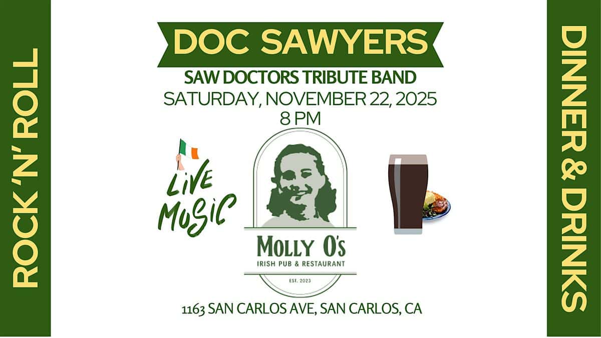 Doc Sawyers (Irish Rock & Roll Band) LIVE at Molly O's – San Carlos