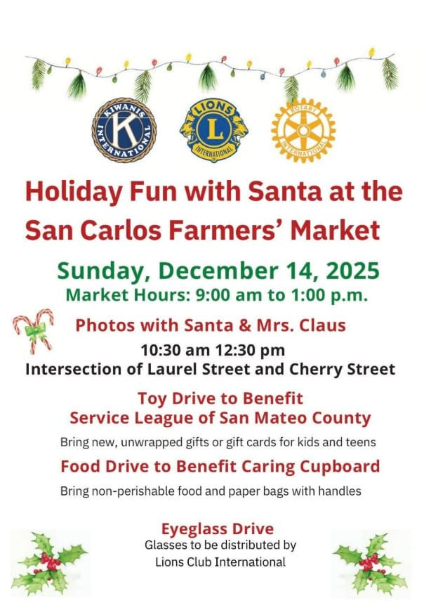 Santa at the Farmer's Market San Carlos Lions