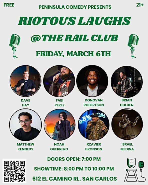 Stand-Up Comedy Showcase: "Riotous Laughs" @The Rail Club