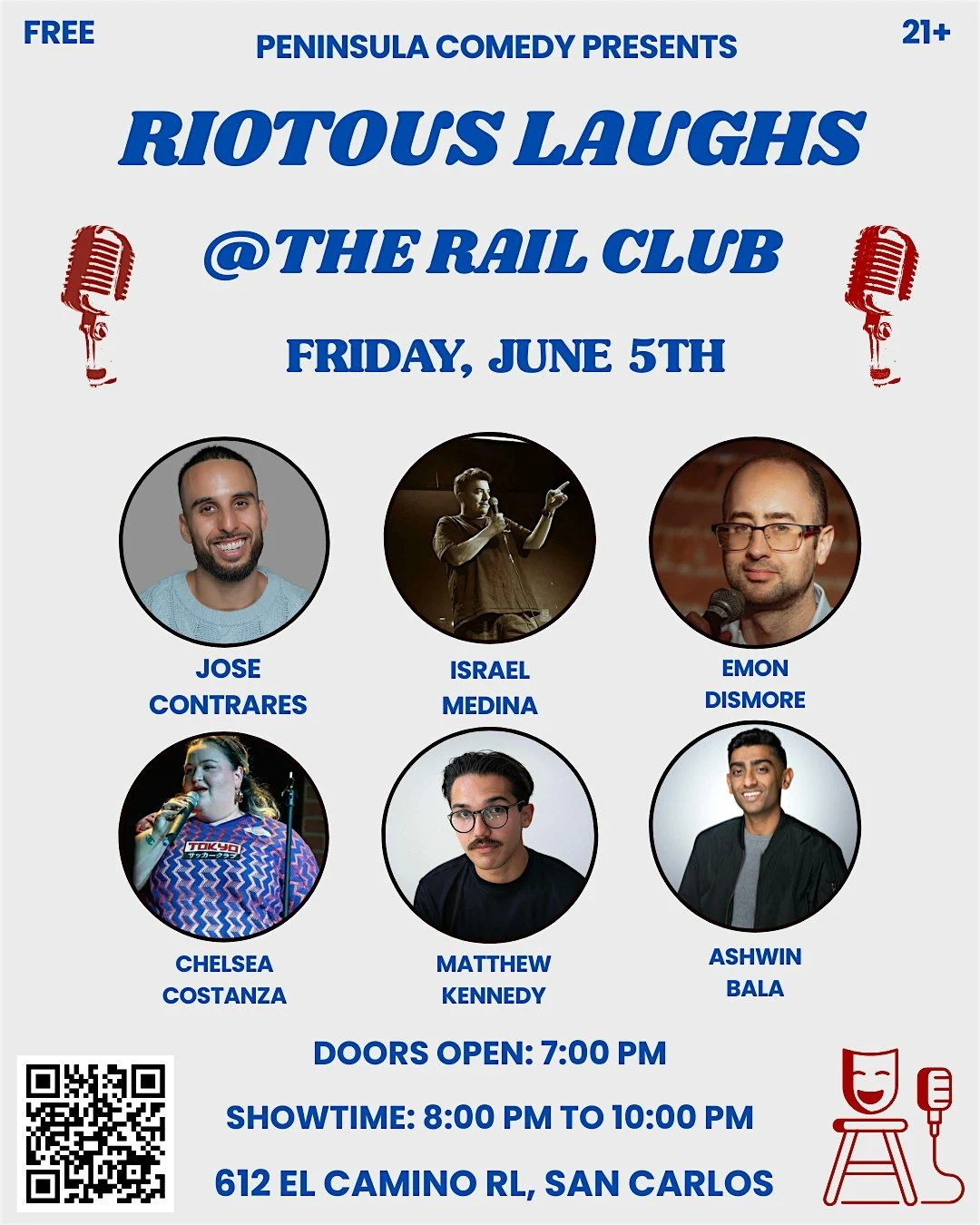 Stand-Up Comedy Showcase: "Riotous Laughs" @The Rail Club