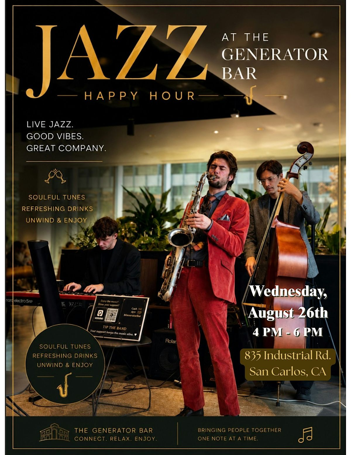 Jazz at the Generator Bar: Enjoy Live Jazz and Happy Hour at The Alexandria in San Carlos