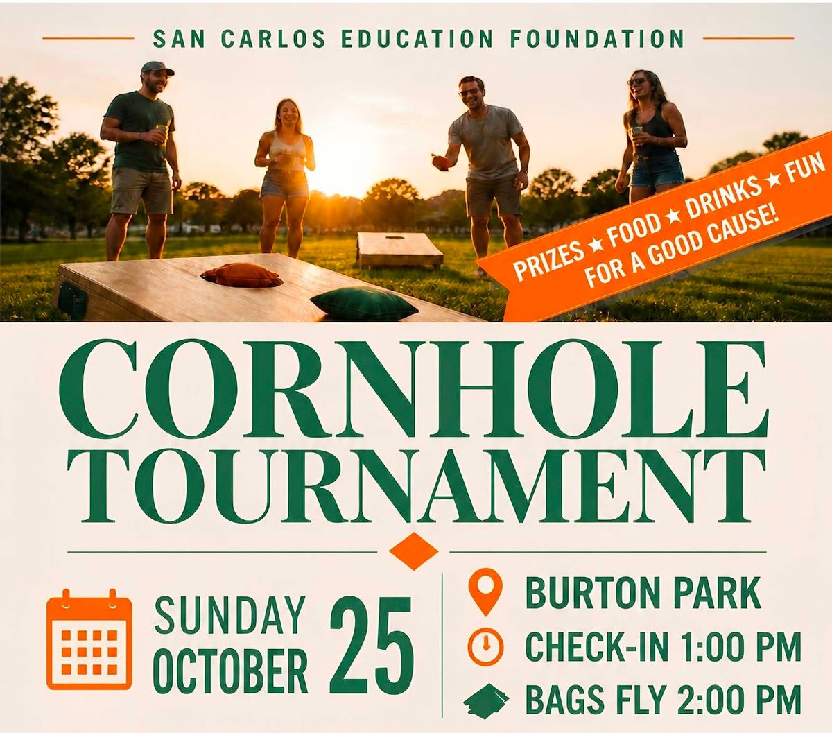Join the Second Annual SCEF Cornhole Tournament at Burton Park on October 25, 2026